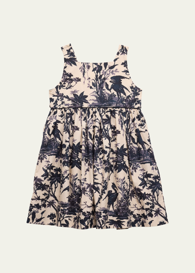 Shop Cara Cara Girl's Stevie Fruit-print Dress In Heron Navy