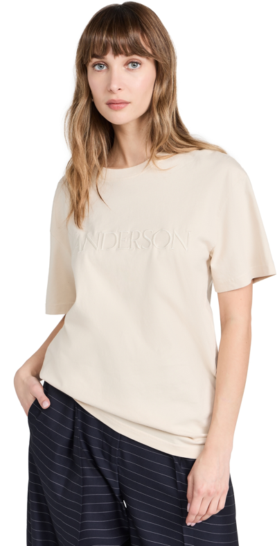 Shop Jw Anderson Logo Embroidery T-shirt Beige