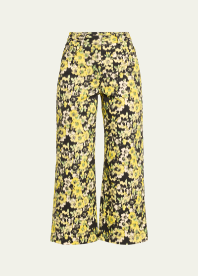 Shop Adam Lippes Alessia Floral Print Twill Pants In Plumeria Multi