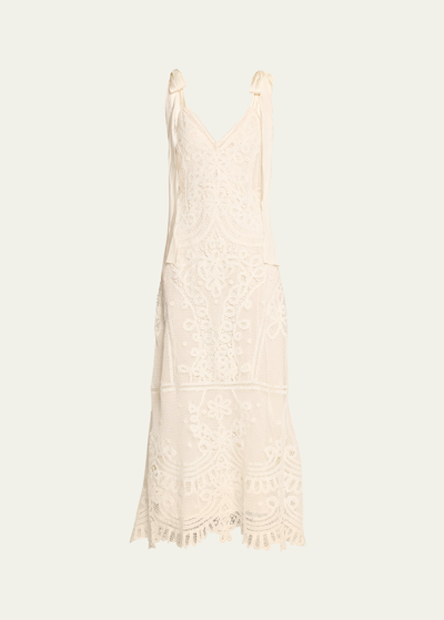 Shop Loveshackfancy Lora Bagatelle Lace Sleeveless Maxi Dress In Antique White