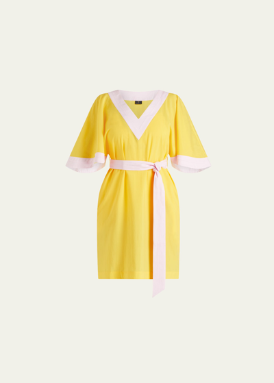 Shop Valimare Casia Colorblock Caftan Coverup In Yellow/pink