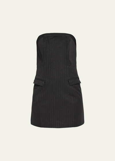 Shop Ksubi London Pinstripe Strapless Mini Dress In Black