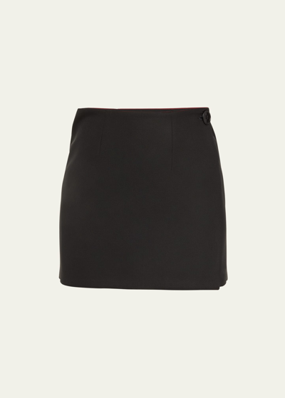 Shop Marie Adam-leenaerdt Buttoned Wrap Mini Skirt In 9999 Black
