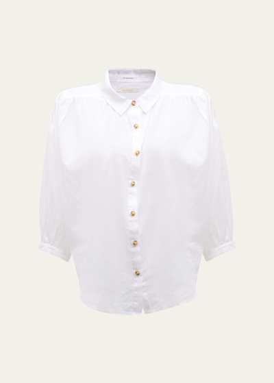 Shop Mother The Breeze Button-front Top In Wbw Bright White