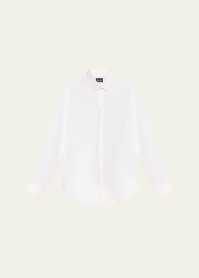 Giorgio Armani Lapel Long Sleeve Shirt In White