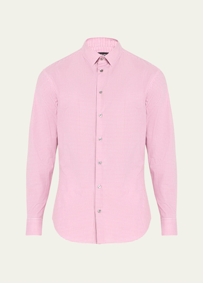Shop Giorgio Armani Men's Micro-box Sport Shirt In Medium Pink