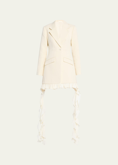 Shop Alexis Alondra Cascading-ruffle Blazer Mini Dress In Ivory