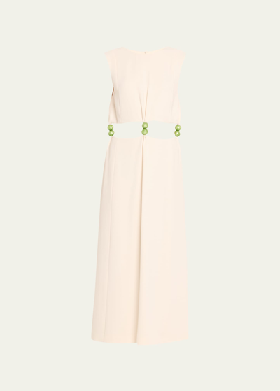 Shop Alexis Coppola Jade Cutout-waist Sleeveless Maxi Dress In Ivory