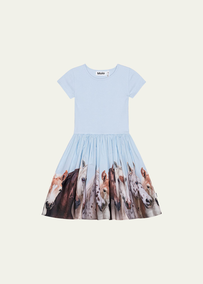 Shop Molo Girl's Cissa Horse Graphic Dress In Group Of Hearts