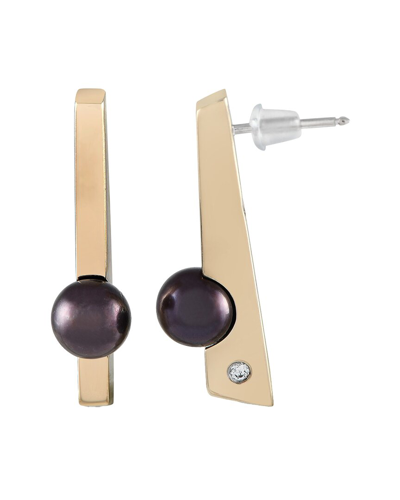 Shop Movado 18k 0.05 Ct. Tw. Diamond & Pearl Earrings (authentic )