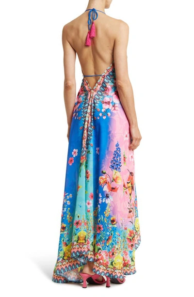 Shop Ranee's Ranees Bright Printed Floral Halter Cover-up Dress In Ombre