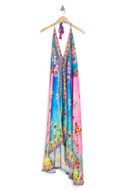 Shop Ranee's Ranees Bright Printed Floral Halter Cover-up Dress In Ombre