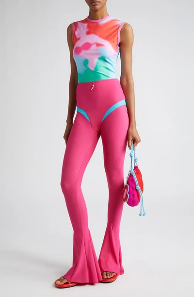 Marshall Columbia X Disney 'the Little Mermaid' High Waist Flare Leg Pants In Fuschia