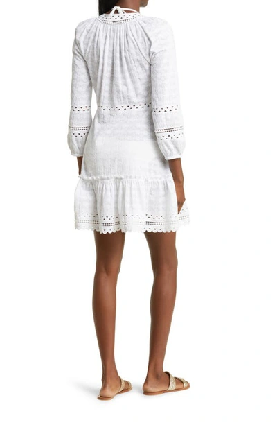 Shop Veronica Beard Daeja Embroidered Cotton Cover-up Dress In White