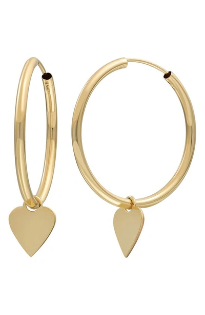 Shop Bony Levy 14k Gold Heart Drop Hoop Earrings In 14k Yellow Gold