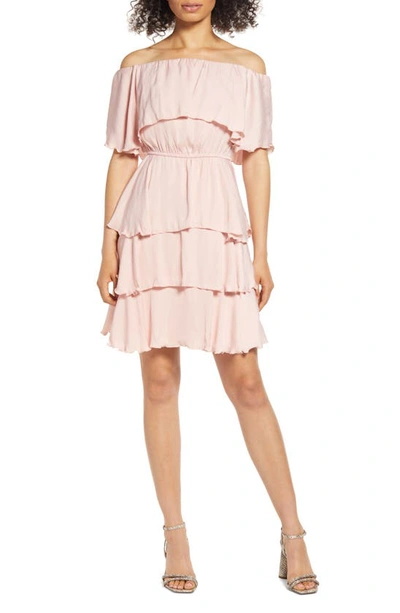 Shop Sam Edelman Off The Shoulder Tiered Dress In Blush
