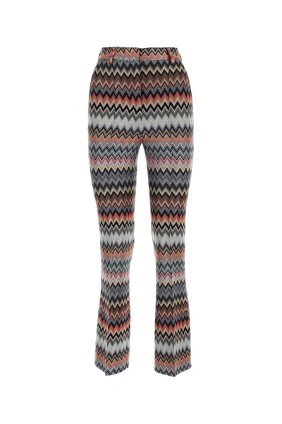 Missoni Crop Trousers In Cotton And Viscose Zig Zag Pattern Pink In Multi