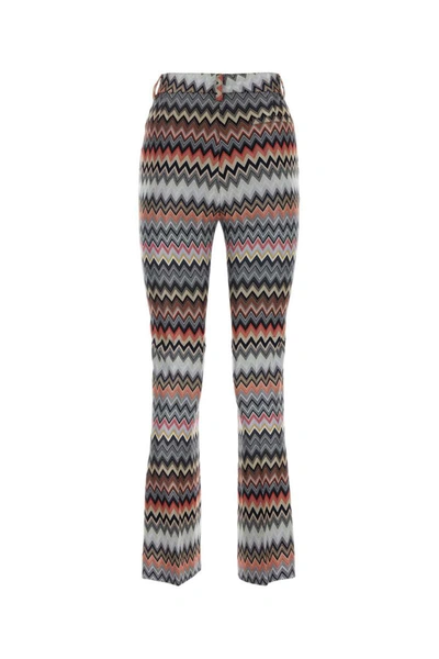 Missoni Crop Trousers In Cotton And Viscose Zig Zag Pattern Pink In Multi