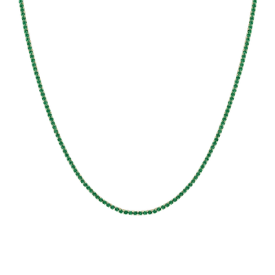 Shop Aurate New York Green Emerald Tennis Necklace In Yellow