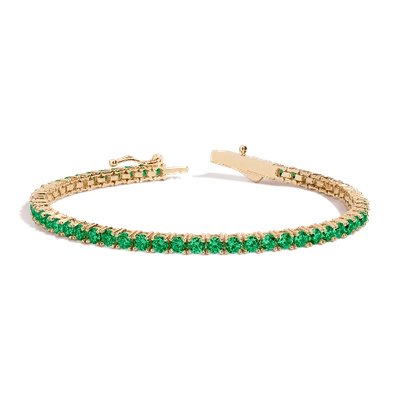 Aurate New York Lab Grown 6ct Emerald Tennis Bracelet In Yellow