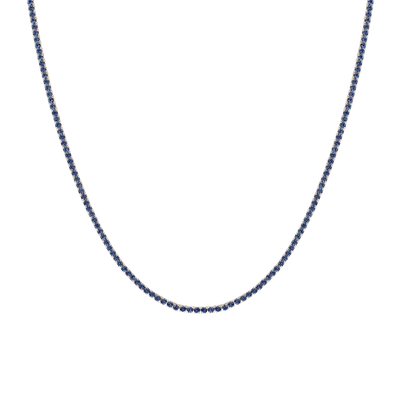 Shop Aurate New York Blue Sapphire Tennis Necklace In Yellow
