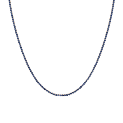 Aurate New York Lab Grown Blue Sapphire Tennis Necklace In Yellow