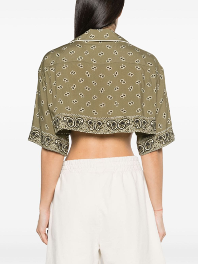 Shop Palm Angels Paisley Print Cropped Shirt In Green