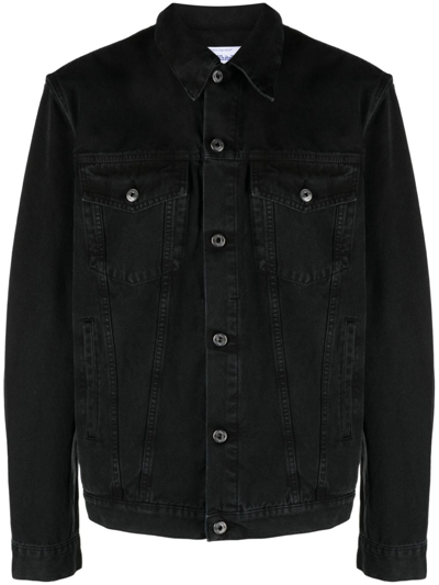 Shop Off-white Cotton Varsity Jacket In Black