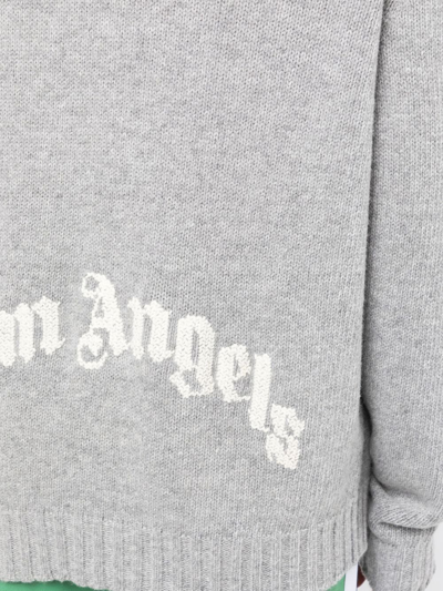 Shop Palm Angels Logo Wool Blend Sweater In Grey