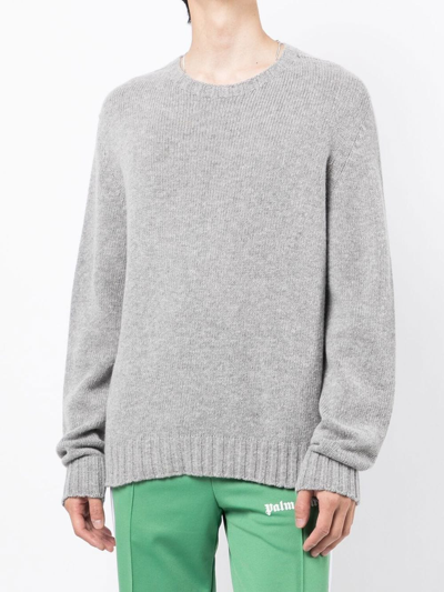 Shop Palm Angels Logo Wool Blend Sweater In Grey