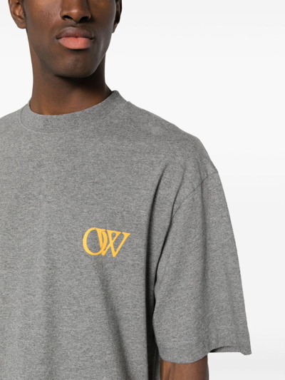 Shop Off-white Printed Cotton T-shirt In Grey