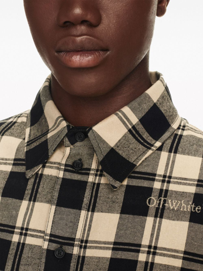Shop Off-white Checked Flannel Shirt In Black