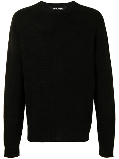 Shop Palm Angels Logo Wool Blend Sweater In Black