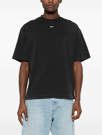 Shop Off-white Printed Cotton T-shirt In Black