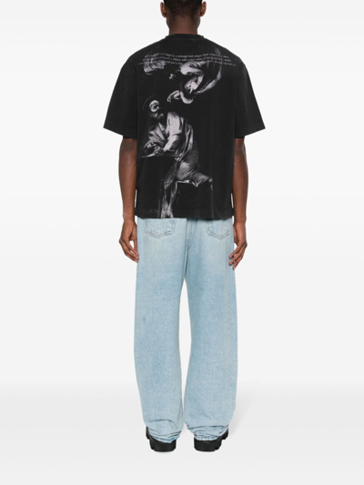 Shop Off-white Printed Cotton T-shirt In Black