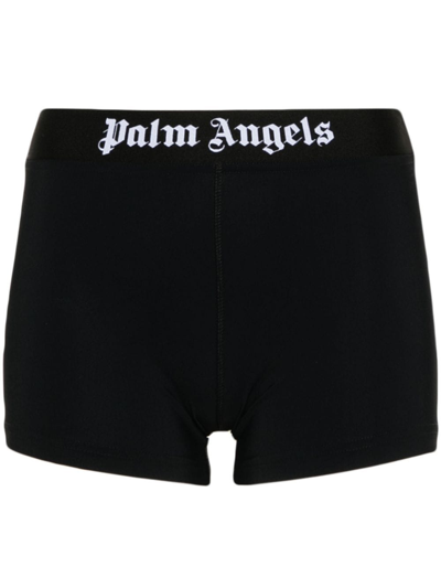 Shop Palm Angels Logo Sport Shorts In Black