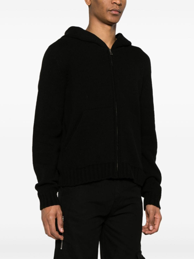 Shop Palm Angels Logo Wool Blend Hooded Sweater In Black