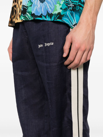 Shop Palm Angels Logo Track Pants In Blue