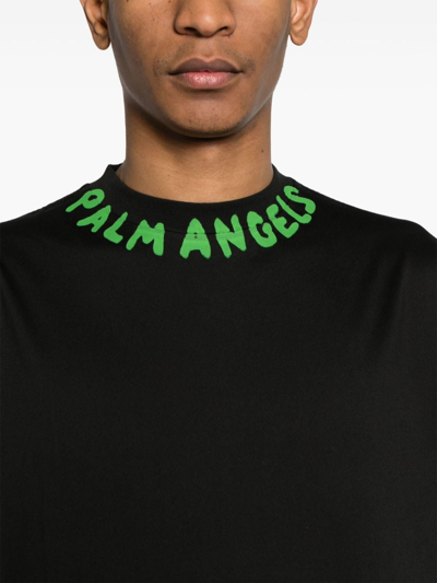 Shop Palm Angels Logo Cotton T-shirt In Black