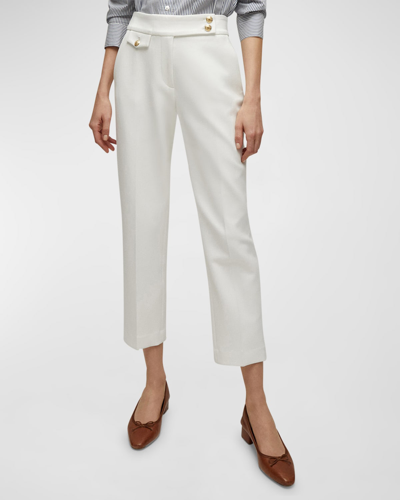 Shop Veronica Beard Renzo Straight Crop Pants In Off White/gold
