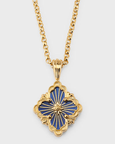 Shop Buccellati Opera Tulle 18k Gold Blue Enamel Pendant Necklace