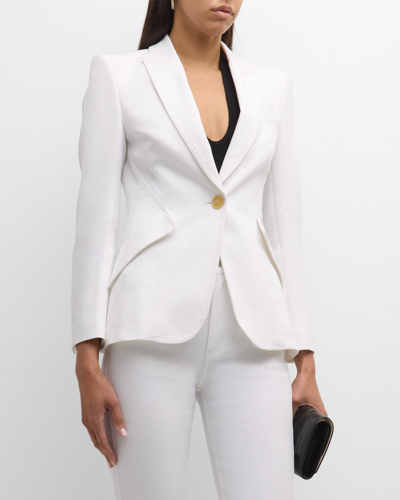 Shop Alexander Mcqueen Tailored Denim Blazer Jacket In White