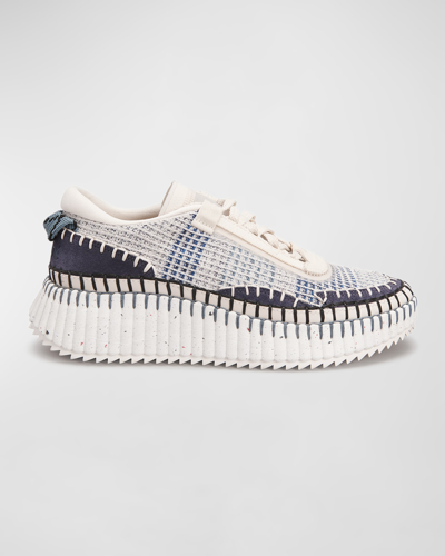 Shop Chloé Nama Stitch Walking Sneakers In Cosmic Blue