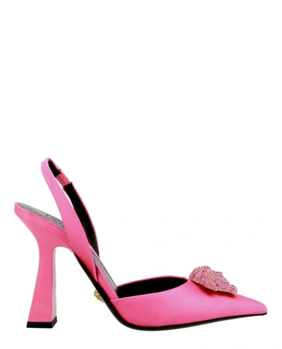 Shop Versace Crystal La Medusa Slingback Pumps In Pink