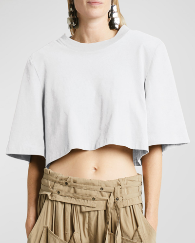 Shop Isabel Marant Zaely Strong-shoulder Short-sleeve Crop T-shirt In White