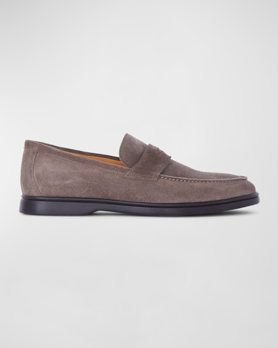 Shop Paul Stuart Men's Hugo Suede Penny Loafers In Taupe