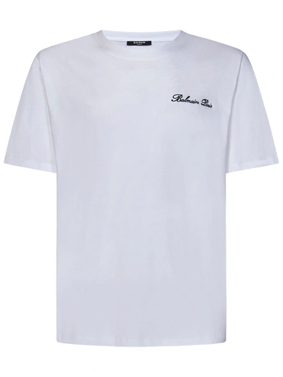 Shop Balmain Paris Balmain Iconic T-shirt In Bianco
