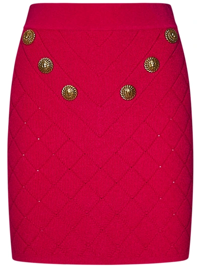 Shop Balmain Paris Mini Skirt In Rosso