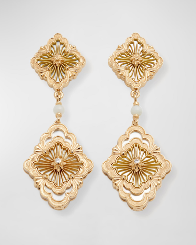 Shop Buccellati Opera Tulle Pendant Earrings In Mother-of-pearl In 05 Yellow Gold
