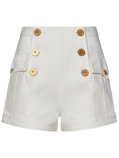 Shop Balmain Paris Shorts In Bianco